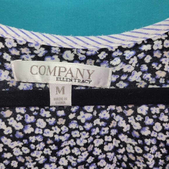 Company Ellen Tracy Womens Floral Midi Dress Black/White Print Size M - Picture 4 of 8